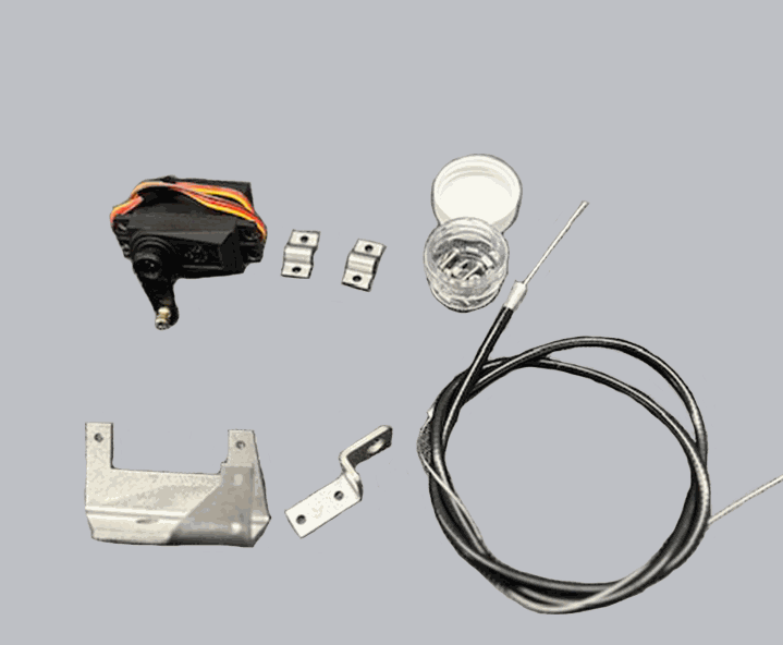 Fantom Fail Safe Yamaha fit kit with a black electrical control, metal mounting brackets, clear cap and coiled cable